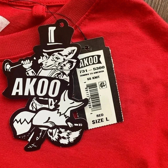 AKOO Men’s SS Graphic T-Shirt New York Coming to America Tee Red Large NWT - Picture 5 of 7